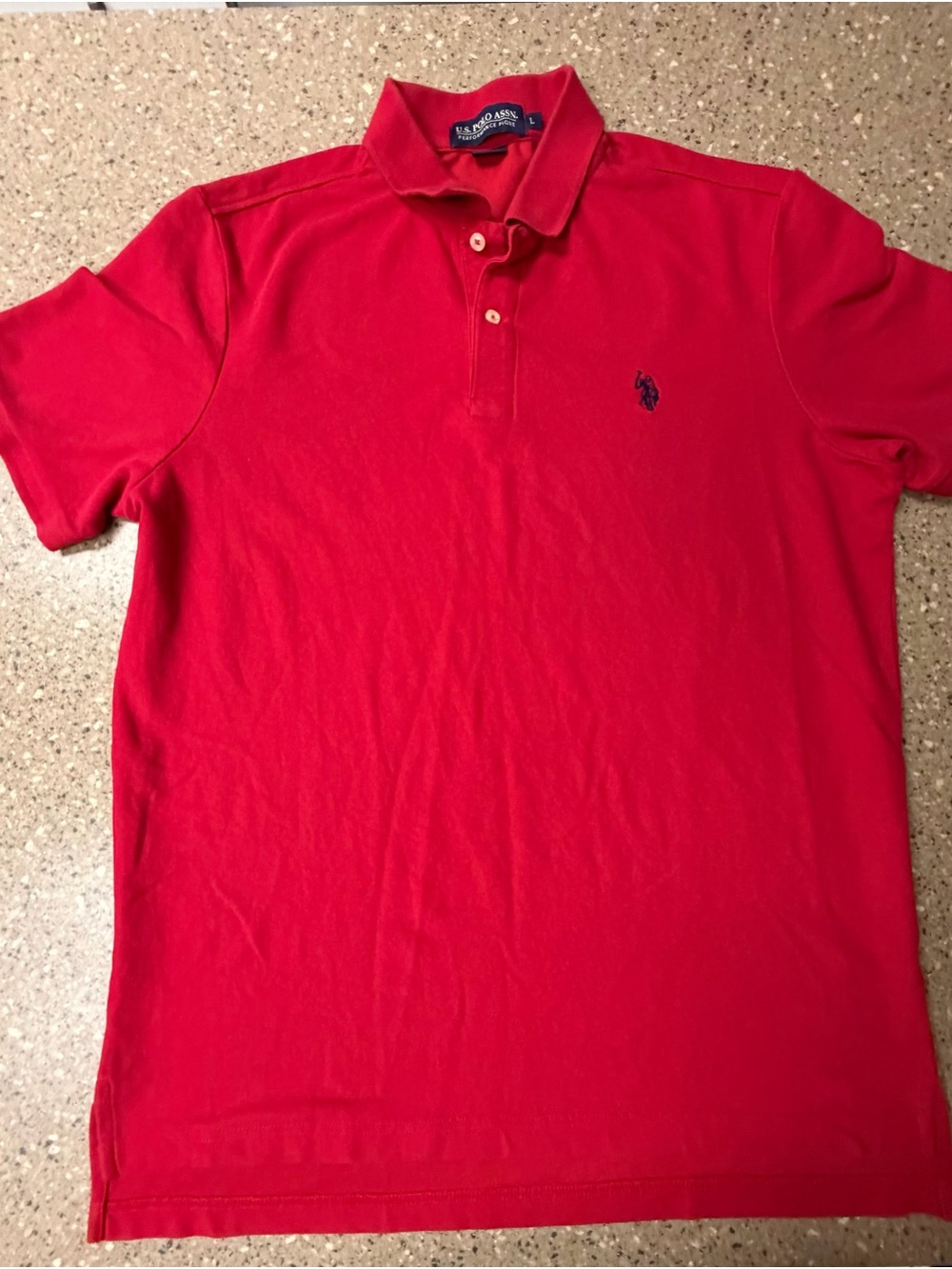 U.S. Polo Assn. Bright Red Short-Sleeve Polo with Navy Logo